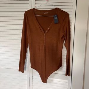 Abercrombie & Fitch Rust Colored Long Sleeve Bodysuit Size L